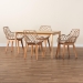 Baxton Studio Ballerina Modern Bohemian Greywashed Rattan and Natural Brown Finished Mahogany Wood 5-Piece Dining Set - BSOKYG004C-Natural Oak/Light Grey-5PC Dining Set