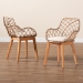 bali & pari Ballerina Modern Bohemian Greywashed Rattan and Natural Brown Finished Wood 2-Piece Dining Chair Set - BSOBalerina2-Light Grey Rattan-DC
