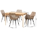 Baxton Studio Ballerina Modern Bohemian Greywashed Rattan and Black Metal 5-Piece Dining Set - BSOKYG006C-Natural Oak/Light Grey-5PC Dining Set