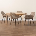 Baxton Studio Ballerina Modern Bohemian Greywashed Rattan and Black Metal 5-Piece Dining Set - BSOKYG006C-Natural Oak/Light Grey-5PC Dining Set