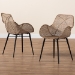 bali & pari Ballerina Modern Bohemian Greywashed Rattan and Black Metal 2-Piece Dining Chair Set - BSOBalerina3-Light Grey Rattan-DC