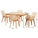 Baxton Studio Ballerina Japandi Natural Brown Mahogany Wood and Rattan 5-Piece Dining Set - BSOKYG006C-Natural-5PC Dining Set