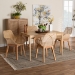 Baxton Studio Ballerina Japandi Natural Brown Mahogany Wood and Rattan 5-Piece Dining Set - BSOKYG006C-Natural-5PC Dining Set