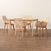 Baxton Studio Ballerina Japandi Natural Brown Mahogany Wood and Rattan 5-Piece Dining Set - BSOKYG006C-Natural-5PC Dining Set