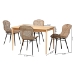 Baxton Studio Sabelle Japandi Natural Brown Finished Wood and Greywashed Rattan 5-Piece Dining Set - BSOKYG007C-Natural Oak/Light Grey-5PC Dining Set