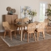 Baxton Studio Emmali Modern Bohemian Natural Brown Finished Wood and Rattan 7-Piece Dining Set - BSOKYG015C-Natural-7PC Dining Set