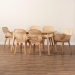 Baxton Studio Emmali Modern Bohemian Natural Brown Finished Wood and Rattan 7-Piece Dining Set - BSOKYG015C-Natural-7PC Dining Set