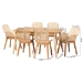 Baxton Studio Emmali Modern Bohemian Natural Brown Finished Wood and Rattan 7-Piece Dining Set - BSOKYG015C-Natural-7PC Dining Set
