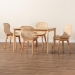 Baxton Studio Sabelle Japandi Natural Brown Mahogany Wood and Rattan 5-Piece Dining Set - BSOKYG007C-Natural-5PC Dining Set