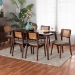 Baxton Studio Dannon Mid-Century Modern Grey Fabric and Walnut Brown Finished Wood 7-Piece Dining Set - BSOCS001C-Walnut/Light Grey-7PC Dining Set