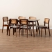 Baxton Studio Dannon Mid-Century Modern Grey Fabric and Walnut Brown Finished Wood 7-Piece Dining Set - BSOCS001C-Walnut/Light Grey-7PC Dining Set