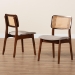 Baxton Studio Dannon Mid-Century Modern Grey Fabric and Walnut Brown Finished Wood 2-Piece Dining Chair Set - BSOCS001C-Walnut/Light Grey-DC-2PK