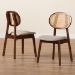 Baxton Studio Darrion Mid-Century Modern Grey Fabric and Walnut Brown Finished Wood 2-Piece Dining Chair Set - BSOCS004C-Walnut/Light Grey-DC-2PK
