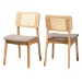 Baxton Studio Dannon Mid-Century Modern Grey Fabric and Ntural Oak Finished Wood 2-Piece Dining Chair Set