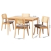 Baxton Studio Dannon Mid-Century Modern Grey Fabric and Natural Oak Finished Wood 5-Piece Dining Set - BSOCS001C-Natural Oak/Light Grey-5PC Dining Set