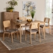 Baxton Studio Dannon Mid-Century Modern Grey Fabric and Natural Oak Finished Wood 5-Piece Dining Set - BSOCS001C-Natural Oak/Light Grey-5PC Dining Set