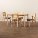 Baxton Studio Dannon Mid-Century Modern Grey Fabric and Natural Oak Finished Wood 5-Piece Dining Set - BSOCS001C-Natural Oak/Light Grey-5PC Dining Set