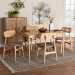 Baxton Studio Tarana Mid-Century Modern Grey Fabric and Natural Oak Finished Wood 5-Piece Dining Set - BSOCS002C-Natural Oak/Light Grey-5PC Dining Set