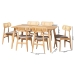 Baxton Studio Tarana Mid-Century Modern Grey Fabric and Natural Oak Finished Wood 7-Piece Dining Set - BSOCS002C-Natural Oak/Light Grey-7PC Dining Set