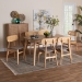 Baxton Studio Tarana Mid-Century Modern Grey Fabric and Natural Oak Finished Wood 7-Piece Dining Set - BSOCS002C-Natural Oak/Light Grey-7PC Dining Set