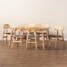 Baxton Studio Tarana Mid-Century Modern Grey Fabric and Natural Oak Finished Wood 7-Piece Dining Set - BSOCS002C-Natural Oak/Light Grey-7PC Dining Set
