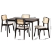 Baxton Studio Dannon Mid-Century Modern Cream Fabric and Black Finished Wood 5-Piece Dining Set - BSOCS001C-Black/Cream-5PC Dining Set