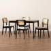 Baxton Studio Dannon Mid-Century Modern Cream Fabric and Black Finished Wood 5-Piece Dining Set - BSOCS001C-Black/Cream-5PC Dining Set