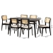 Baxton Studio Dannon Mid-Century Modern Cream Fabric and Black Finished Wood 7-Piece Dining Set - BSOCS001C-Black/Cream-7PC Dining Set