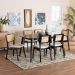 Baxton Studio Dannon Mid-Century Modern Cream Fabric and Black Finished Wood 7-Piece Dining Set - BSOCS001C-Black/Cream-7PC Dining Set