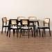 Baxton Studio Dannon Mid-Century Modern Cream Fabric and Black Finished Wood 7-Piece Dining Set - BSOCS001C-Black/Cream-7PC Dining Set
