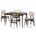 Baxton Studio Tarana Mid-Century Modern Cream Fabric and Black Finished Wood 5-Piece Dining Set - BSOCS002C-Black/Cream-5PC Dining Set