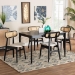 Baxton Studio Tarana Mid-Century Modern Cream Fabric and Black Finished Wood 5-Piece Dining Set - BSOCS002C-Black/Cream-5PC Dining Set