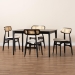 Baxton Studio Tarana Mid-Century Modern Cream Fabric and Black Finished Wood 5-Piece Dining Set - BSOCS002C-Black/Cream-5PC Dining Set