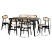 Baxton Studio Tarana Mid-Century Modern Cream Fabric and Black Finished Wood 7-Piece Dining Set - BSOCS002C-Black/Cream-7PC Dining Set