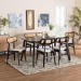 Baxton Studio Tarana Mid-Century Modern Cream Fabric and Black Finished Wood 7-Piece Dining Set - BSOCS002C-Black/Cream-7PC Dining Set