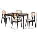 Baxton Studio Darrion Mid-Century Modern Cream Fabric and Black Finished Wood 5-Piece Dining Set - BSOCS004C-Black/Cream-5PC Dining Set