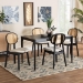 Baxton Studio Darrion Mid-Century Modern Cream Fabric and Black Finished Wood 5-Piece Dining Set - BSOCS004C-Black/Cream-5PC Dining Set