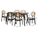 Baxton Studio Darrion Mid-Century Modern Cream Fabric and Black Finished Wood 7-Piece Dining Set - BSOCS004C-Black/Cream-7PC Dining Set