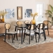 Baxton Studio Darrion Mid-Century Modern Cream Fabric and Black Finished Wood 7-Piece Dining Set - BSOCS004C-Black/Cream-7PC Dining Set