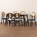 Baxton Studio Darrion Mid-Century Modern Cream Fabric and Black Finished Wood 7-Piece Dining Set - BSOCS004C-Black/Cream-7PC Dining Set