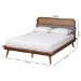 Baxton Studio Irina Mid-Century Modern Grey Fabric and Ash Walnut Finished Wood King Size Platform Bed - BSOMG00874-Dark Grey/Ash Walnut-King