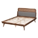Baxton Studio Irina Mid-Century Modern Grey Fabric and Ash Walnut Finished Wood King Size Platform Bed - BSOMG00874-Dark Grey/Ash Walnut-King