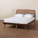 Baxton Studio Irina Mid-Century Modern Grey Fabric and Ash Walnut Finished Wood King Size Platform Bed - BSOMG00874-Dark Grey/Ash Walnut-King