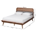Baxton Studio Irina Mid-Century Modern Grey Fabric and Ash Walnut Finished Wood King Size Platform Bed - BSOMG00874-Dark Grey/Ash Walnut-King