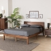 Baxton Studio Salvatore Mid-Century Modern Walnut Brown Finished Wood Queen Size Platform Bed - BSOSW8521-Walnut-Queen