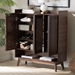 Baxton Studio Delaire Mid-Century Modern Walnut Brown Finished Wood Shoe Cabinet - BSOSESC70350WI-CLB-Shoe Cabinet