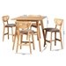 Baxton Studio Dannell Mid-Century Modern Grey Fabric and Natural Oak Finished Wood 5-Piece Pub Set - BSOCS003P-Natural Oak/Light Grey-5PC Pub Set