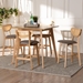 Baxton Studio Dannell Mid-Century Modern Grey Fabric and Natural Oak Finished Wood 5-Piece Pub Set - BSOCS003P-Natural Oak/Light Grey-5PC Pub Set