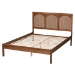 Baxton Studio Blossom Classic and Traditional Ash Walnut Finished Wood and Rattan Queen Size Platform Bed - BSOMG0084-Ash Walnut Rattan-Queen