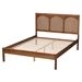 Baxton Studio Blossom Classic and Traditional Ash Walnut Finished Wood and Rattan King Size Platform Bed - BSOMG0084-Ash Walnut Rattan-King